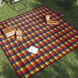 vidaXL Deka za piknik sklopiva višebojna karirana 200x200cm baršunasta Cijene