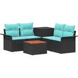  Set sofe 6 pcs 4-Broj sjedala Crna i Plava Poli Rattan i čelik | shoptok.hr