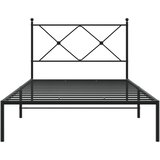  Metalni okvir za krevet s uzglavljem crni 100x200 cm | shoptok.hr