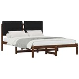  Krevetni okvir s tapiciranim uzglavljem Tamno smeđa i crna - tamno smeđa i crna 150 x 200 cm | shoptok.hr