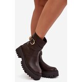 Boto Insulated Women's Boots with Gold Buckle Chocolate Elanore | Shoptok.si