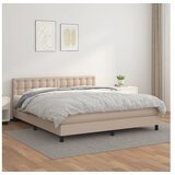  Box spring postelja z vzmetnico kapučino 160x200cm umetno usnje | Shoptok.si