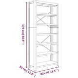 vidaXL Knjižna omara 7-nadstropna 80x30x170 cm trden akacijev les | Shoptok.si