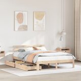 vidaXL Posteljni okvir s predali 140x190 cm trdna borovina Cene