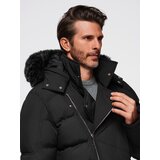 Ombre Men's quilted jacket with cut of ramoneski with hood - black | Eponuda.ba