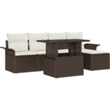  Set vrtnega kavča s petimi kosi z blazinami rjavega poly ratana | Shoptok.si