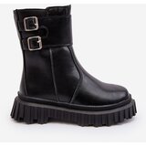 Boto Children's Leather Boots with Buckles Black Chloraia | Shoptok.si