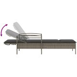  Ležaljka za sunčanje s jastukom siva 63x200x81 cm poliratan | shoptok.hr