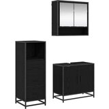 vidaXL Komplet pohištva za kopalnico 3 pcs Črni hrast 65 x 33 x 60 cm | Shoptok.si