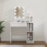 The Living Store Toaletna mizica z LED lučkami visok sijaj bela 86,5x35x136 cm - Toaletna Mizica, (21663717) Cene