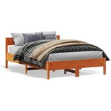 Furnova Posteljni okvir brez vzmetnice voščeno rjav 135x190 cm borovina, (21936113) Cene