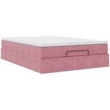  Otomanska postelja z vzmetnico roza 140x200cm žamet | Shoptok.si