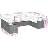  9-dijelni set vrtnih sofa s jastucima crni od poliratana | shoptok.hr