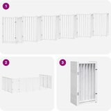 vidaXL Ograda za pse z vrati zložljiva 12 panelov bela 600 cm les | Shoptok.si