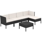 The Living Store Vrtna sedežna garnitura 6-delna z blazinami poli ratan črna - Vrtna Sedežna Garnitura, (21422486) | Shoptok.si