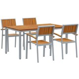  Vrtni Trpezarijski Set Set od 5 Sivi Prirodno Drvo Metal | shoptok.hr