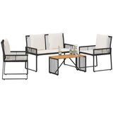  Set vanjskog namještaja 4 pcs Crna i krem-bijela poliratan | shoptok.hr