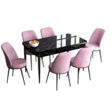 Hanah home set trpezarijski sto i 6 stolica han black marble pink | ePonuda.com