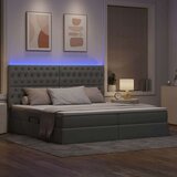  Krevet S LED lampica Svijetlo siva 200 x 200 cm tkanina | shoptok.hr