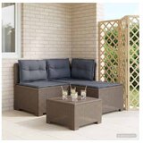 vidaXL Dvosjedni vrtni sofa s jastucima u ratan izgledu 3-sjedalo PP - Svjetlosiva Sofa + srednji + kutni s svijetlosivim jastučićem i | shoptok.hr