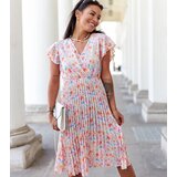 Gemre Pink pleated floral dress Ottavio | Shoptok.si