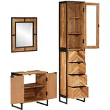  3-dijelni set kupaonskog namještaja od željeza i drva bagrema | Shoptok.si