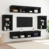  Set TV komoda S LED lampica 8 pcs Crni hrast Konstruirano drvo | shoptok.hr
