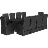vidaXL 11-dijelni vrtni blagovaonski set s jastucima poliratan crni | shoptok.hr