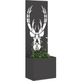 vidaXL Vrtno korito z dekorativno ploščo Črna 50 x 140 cm Mnogi jeklo | Shoptok.si