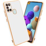 Cadorabo Ohišje, združljiv s Samsungom v sijajnem belem - zlatu - zaščitni pokrov iz fleksibilnega silikona TPU in z zaščito pred kamero, (20593830) | Shoptok.si