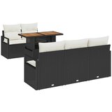  Set baštenskih sofa od 6 dijelova s jastučićima crni poli ratan akacija dvosed baštenska sofa s jastučićima crni poli ratan | shoptok.hr