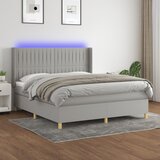 vidaXL Box spring postelja z vzmetnico LED sv. siva 180x200 cm blago Cene