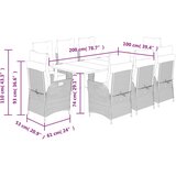  9-dijelni vrtni blagovaonski set s jastucima crni od poliratana Crna Dužina stola 200 cm | Shoptok.si