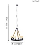 Eglo Findlay luster 6xE27, Ø56 cm, crna/konop, 49694 | shoptok.hr