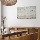  Slika - Cloudy Night Sky - Moons in Brown and Beige Hues Among Clouds and Numerous Little Stars on a Light Background 120x80 Sta | shoptok.hr