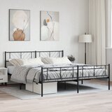 vidaXL Kovinski posteljni okvir z vzglavjem in vznožjem črn 180x200 cm Cene