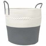  The Living Store Košara za shranjevanje siva in bela Ø43x38cm bombaž - Košara Za Shranjevanje, (21448153) | Shoptok.si