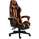 vidaXL Igraća stolica s osloncem za noge crno-narančasta umjetna koža | shoptok.hr