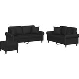 Maison Chic Sedežna garnitura - kavč z vzglavniki 3-delna črno umetno usnje, (21728775) | Shoptok.si