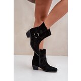 Zazoo Suede Ankle Boots With Heel Black Cijene