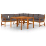  7-dijelni vrtni blagovaonski set s jastucima od bagremovog drva | shoptok.hr