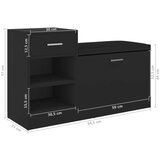 vidaXL Klupa za cipele crna 94,5 x 31 x 57 cm od iverice | shoptok.hr