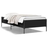 vidaXL Posteljni okvir črn 100x200 cm inženirski les in kovina, (21128497) | Shoptok.si