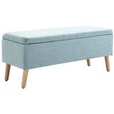  Tapecirana klupa za odlaganje izgled lana drvene noge 110x39x45 cm svijetlozelena Cijene