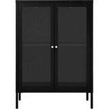  Komoda crna 75 x 35 x 105 cm od čelika i stakla | Eponuda.com