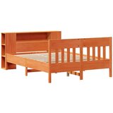 vidaXL Knjižna postelja brez vzmetnice vošč. rjava 120x200 cm borovina | Shoptok.si