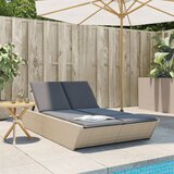 Maison Chic Dvojni Ležalnik - Sončna ležalnik z blazinami bež poli ratan, (22042724) | Shoptok.si