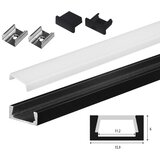  Set aluminijumski profil za LED trake 2m 15x6 mm crni Cene