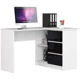 AKORD B16 Kotna Pisalna Miza, 3 Predali, Desna Izvedba, Bela/Črna V Visokem Sijaju, (5000333051) | Shoptok.si