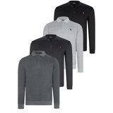 Dewberry QUADRUPLE SET V4007 MEN'S SWEATSHIRT-BLACK-NAVY-ANTHRACITE-GREY | shoptok.hr